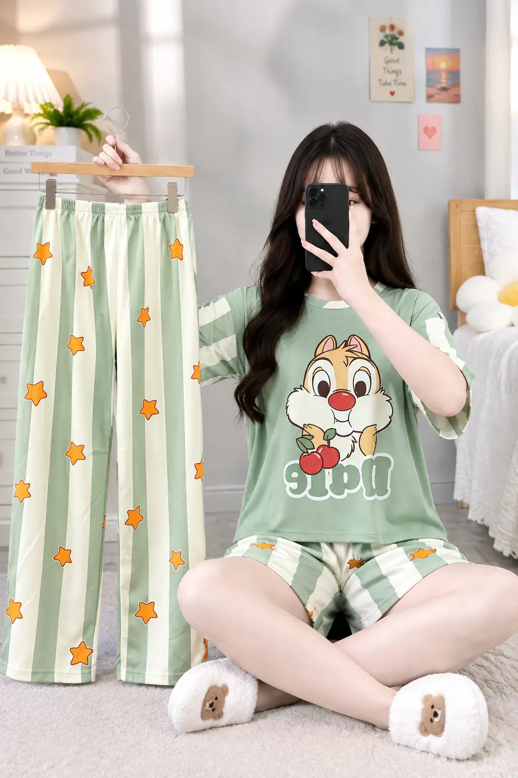 3 Piece Dale Squirrel Imported Nightwear Set