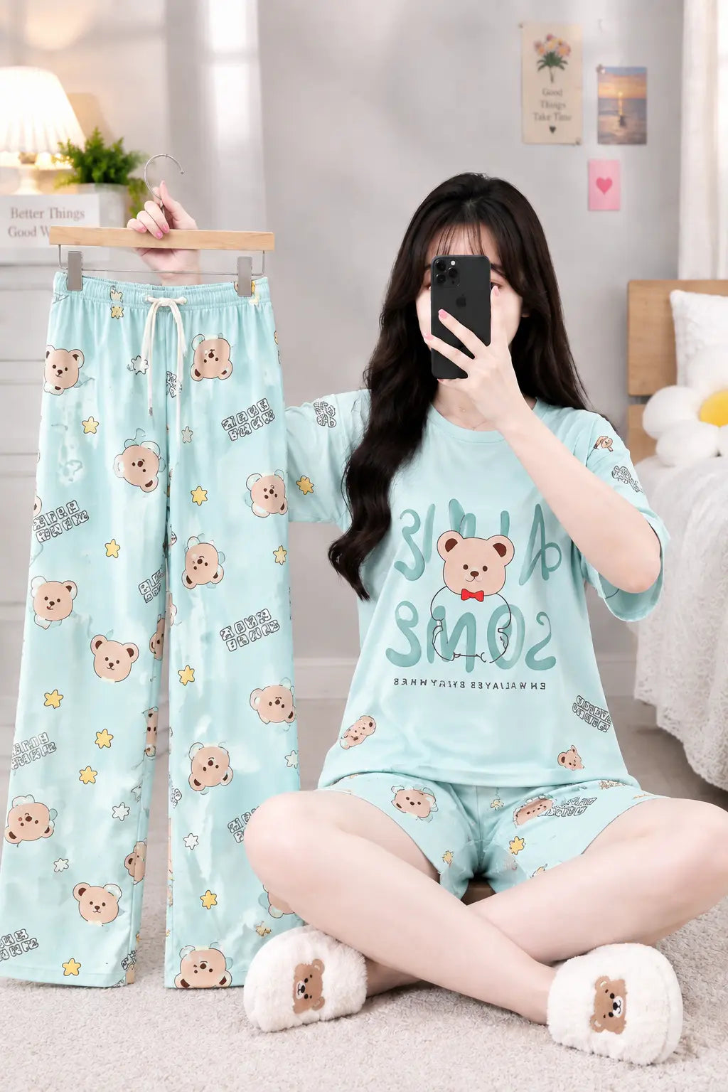 3 Piece Dreamy Teddy Bear Imported Nightwear Set