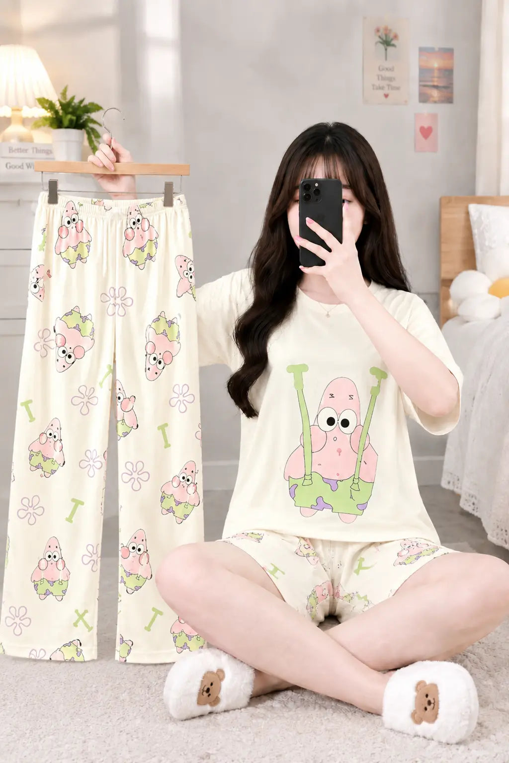 3 Piece Patrick Cartoon Imported Nightwear Set