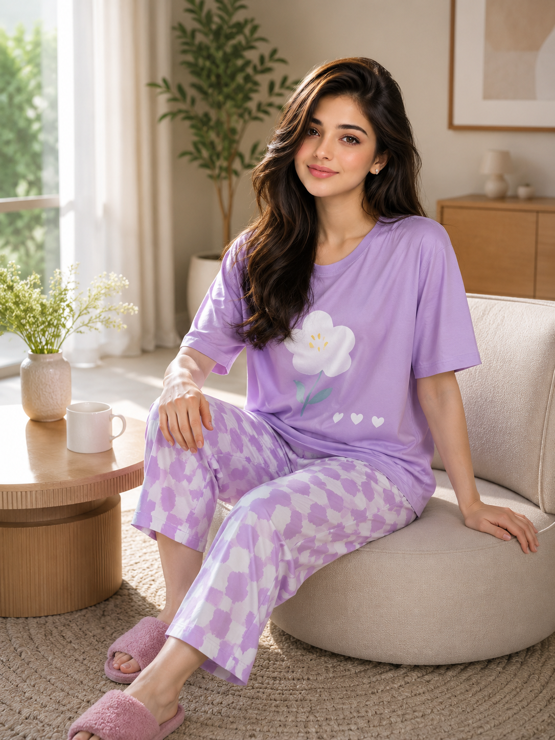 Women's Lavender Floral Pajama Set