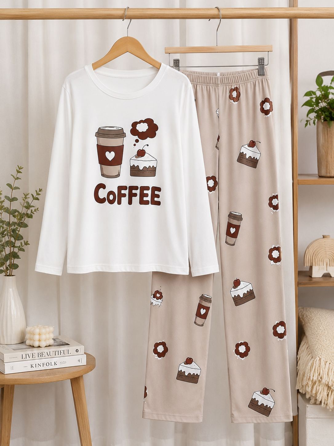 Coffee Print Lounge Wear Set for Women