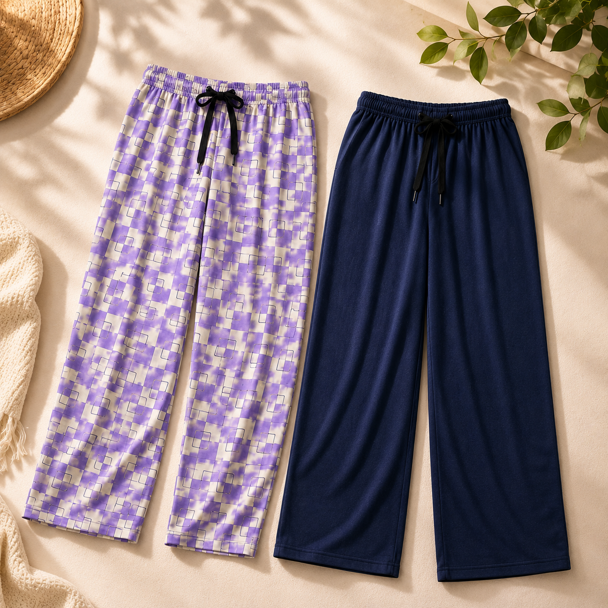 Pack of 2 Women’s Relaxed Fit Lounge Pants – Soft Fabric Home Wear