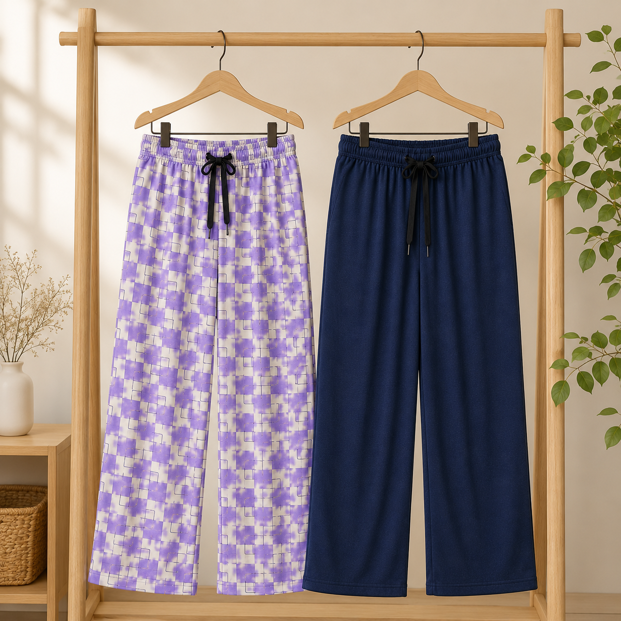 Pack of 2 Women’s Relaxed Fit Lounge Pants – Soft Fabric Home Wear