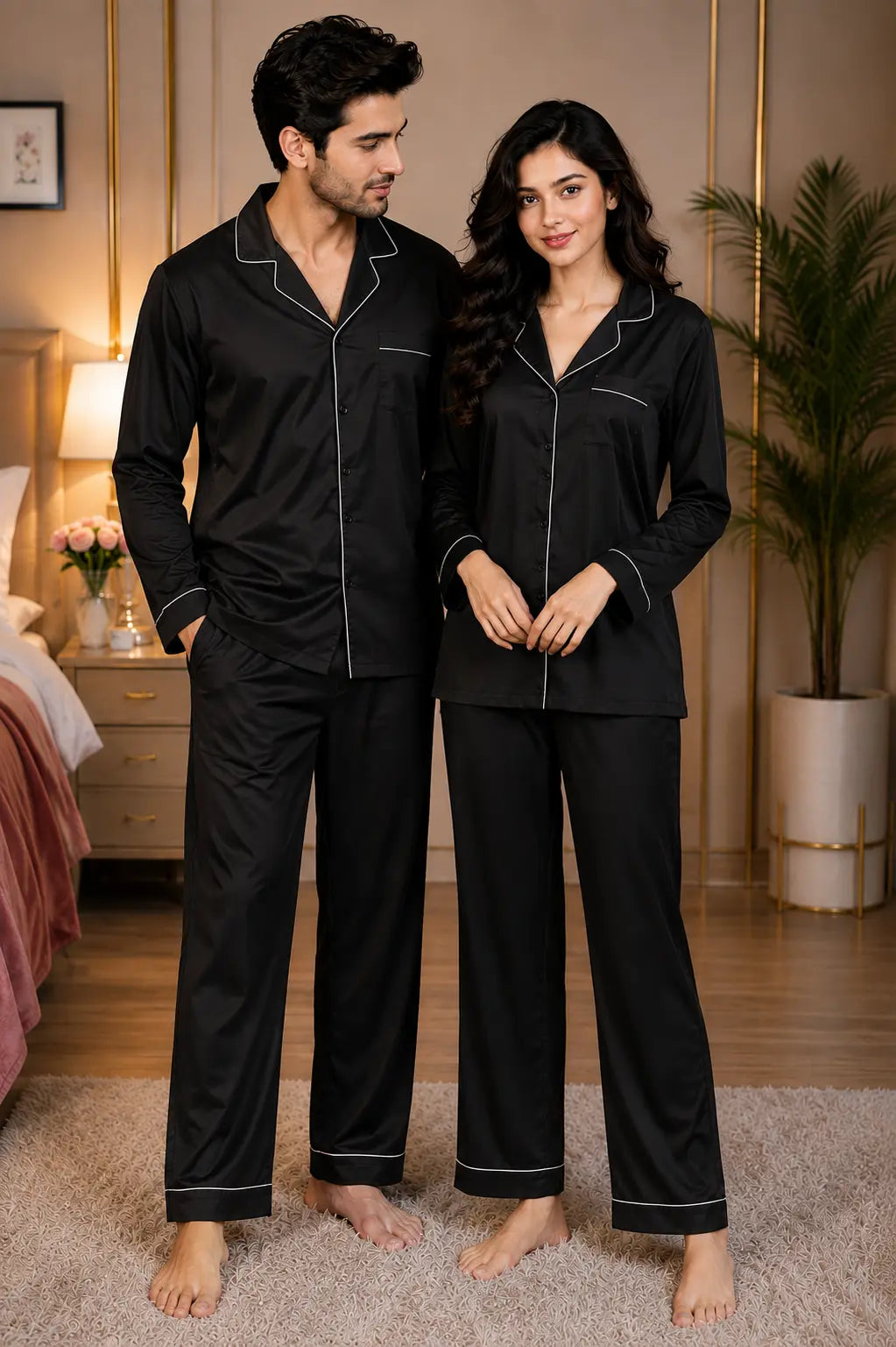 Couple’s Premium Silk 5 Piece Pajama Set