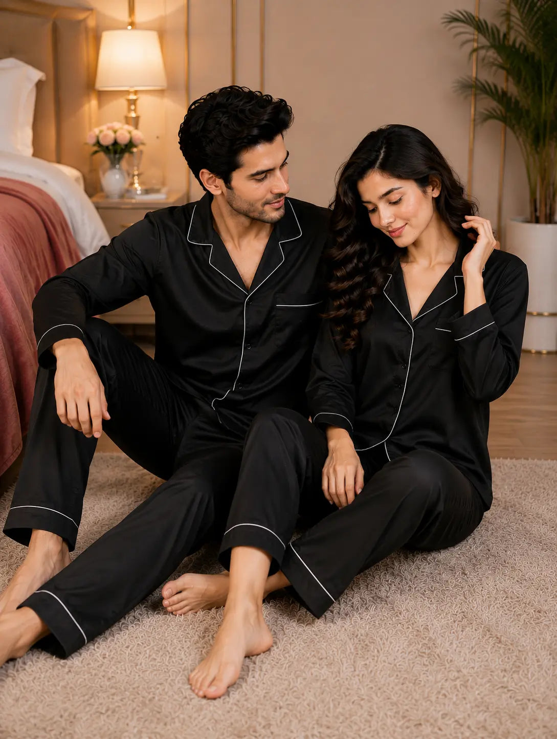 Couple’s Premium Silk 5 Piece Pajama Set