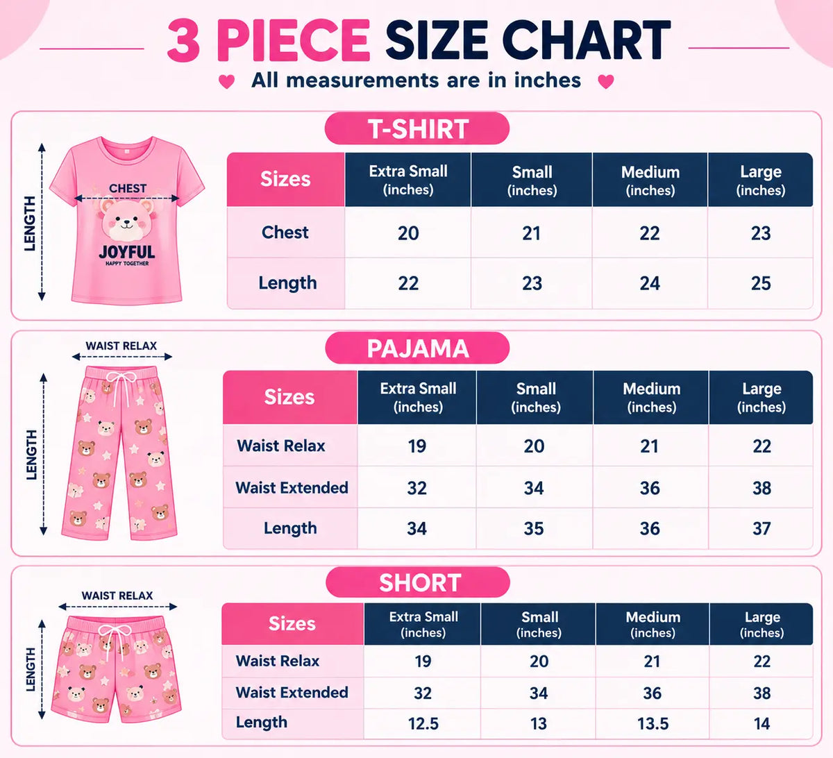 3 Piece Bunny Imported Nightwear Set