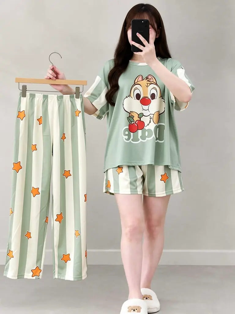 3 Piece Dale Squirrel Imported Nightwear Set