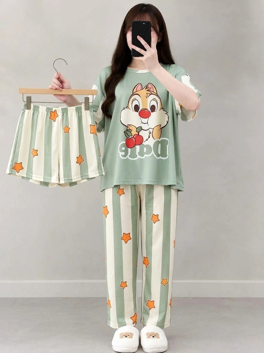 3 Piece Dale Squirrel Imported Nightwear Set
