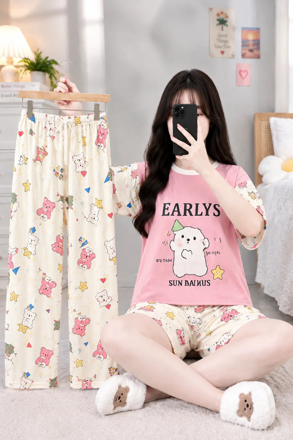 3 Piece Doodle Cartoon Imported Nightwear Set