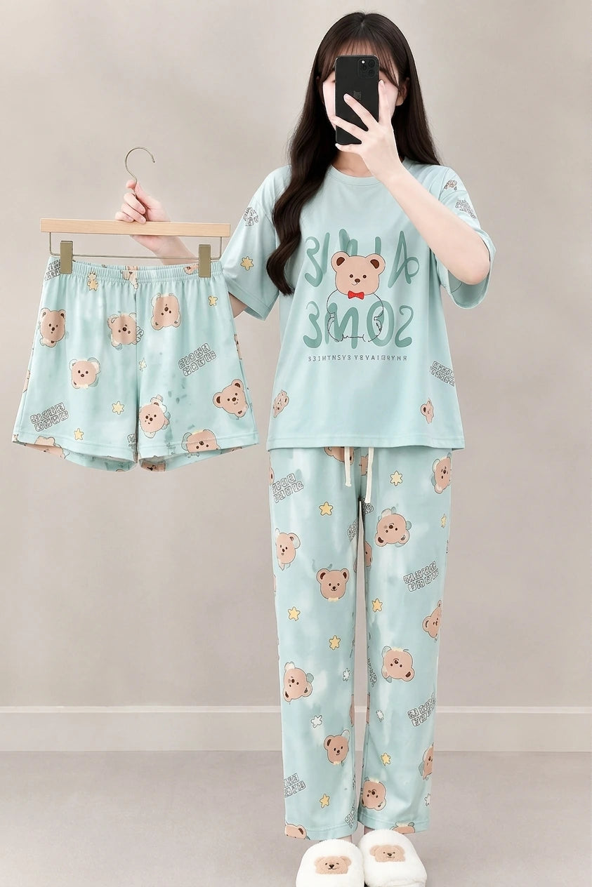 3 Piece Dreamy Teddy Bear Imported Nightwear Set