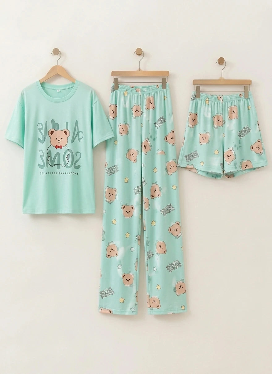3 Piece Dreamy Teddy Bear Imported Nightwear Set