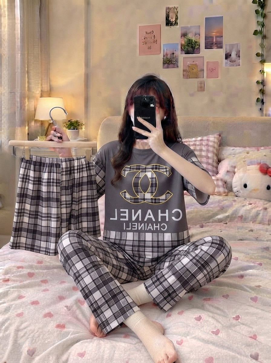 3 Piece Printed Imported Nightwear Set