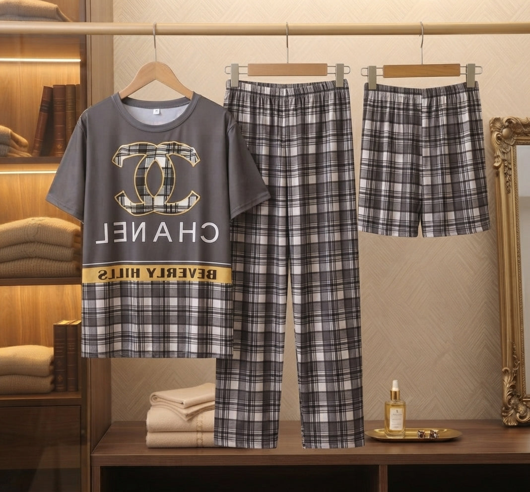 3 Piece Printed Imported Nightwear Set