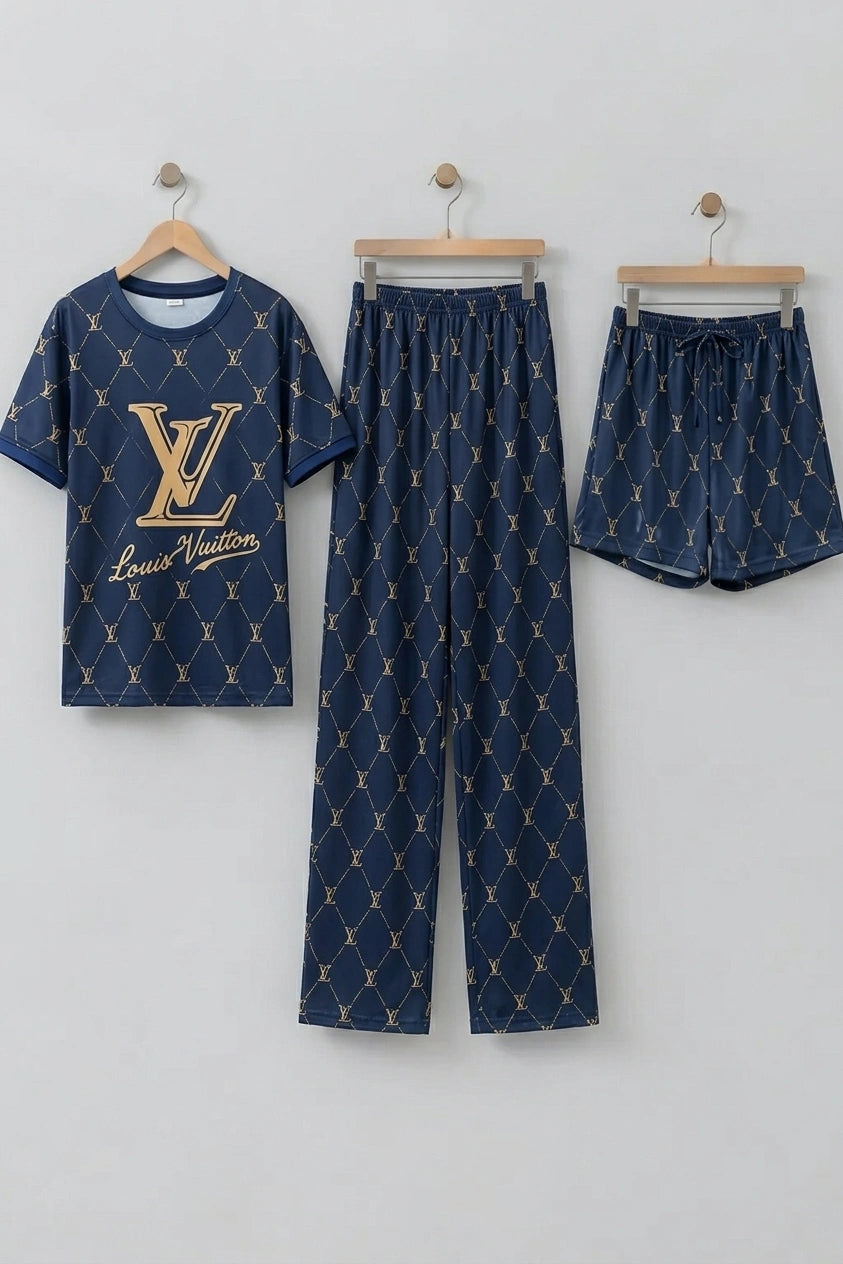 3 Piece Louis Vuitton Printed Imported Nightwear Set