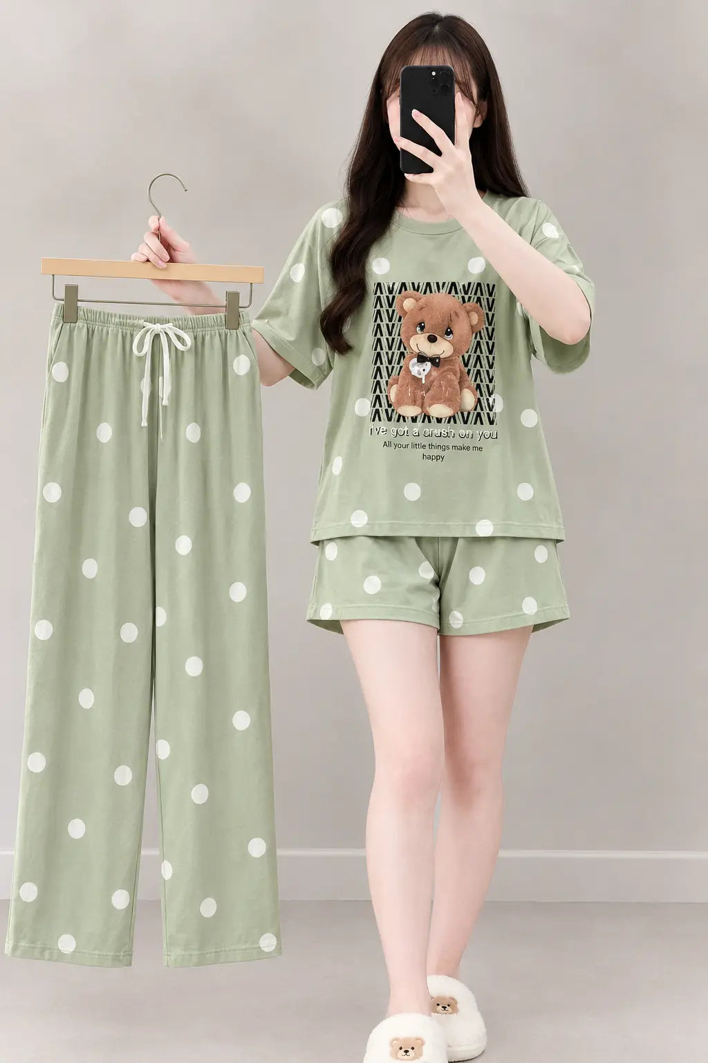 3 Piece Mint Bear Imported Nightwear Set