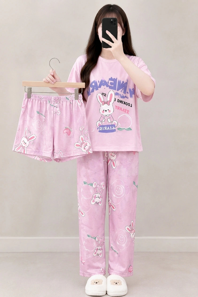 3 Piece Bunny Imported Nightwear Set