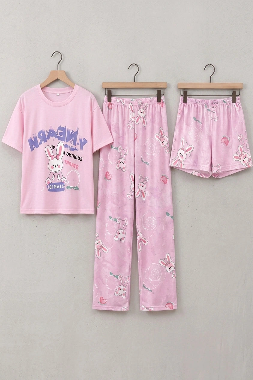 3 Piece Bunny Imported Nightwear Set