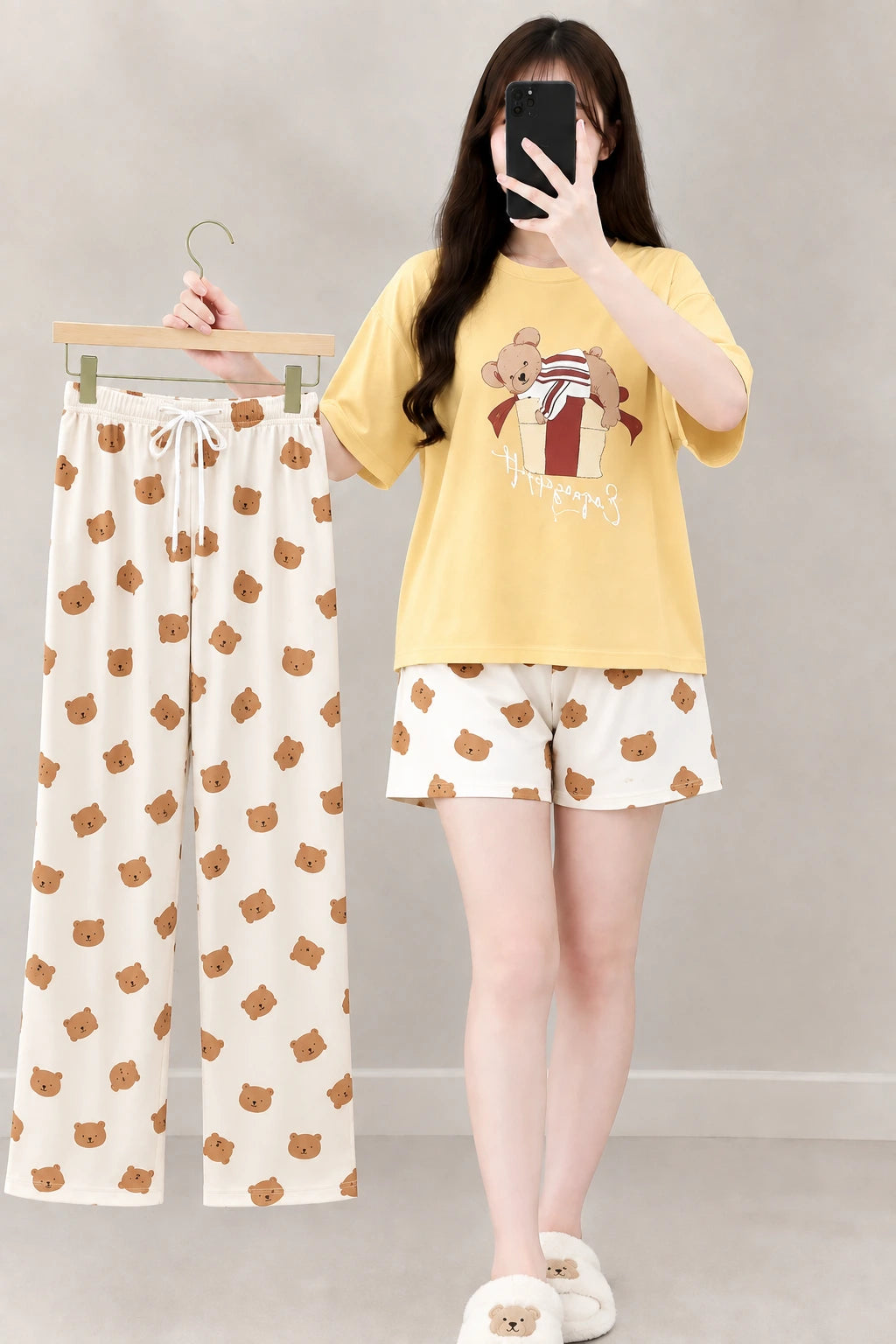 3 Piece Teddy Bear Gift Box Imported Nightwear Set
