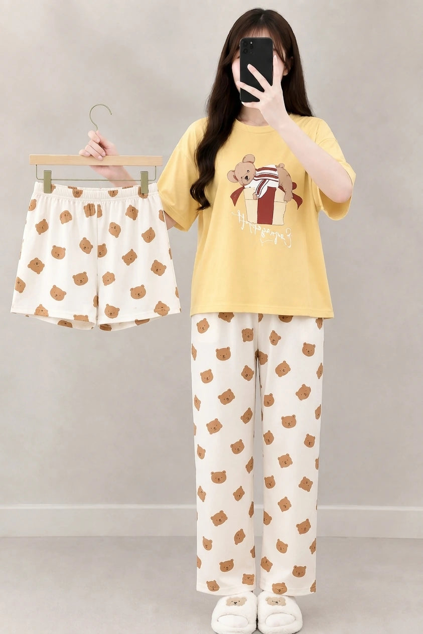 3 Piece Teddy Bear Gift Box Imported Nightwear Set