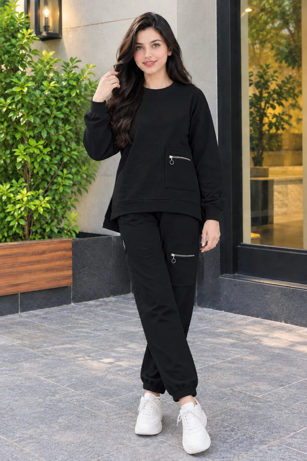 Women’s Premium Fleece Tracksuit - Black