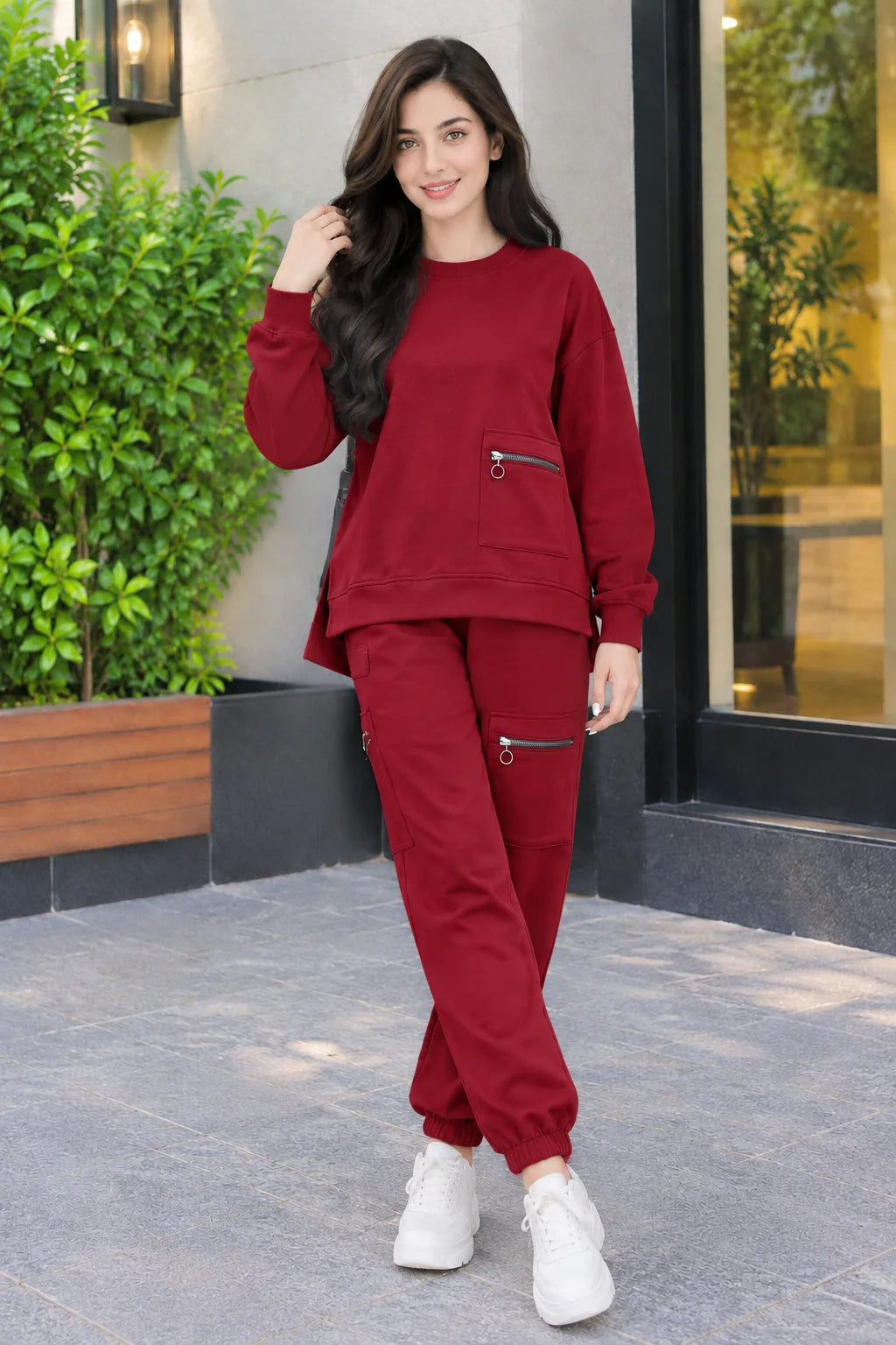 Women’s Premium Fleece Tracksuit - Red