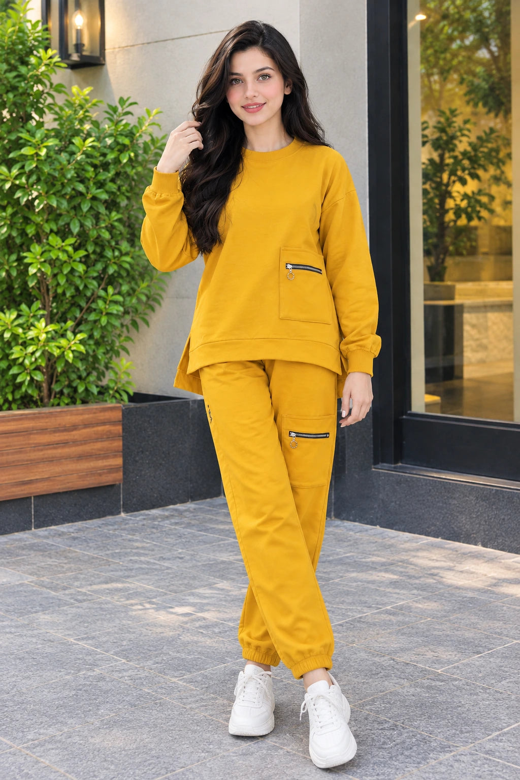 Women’s Premium Fleece Tracksuit - Mustard Brown