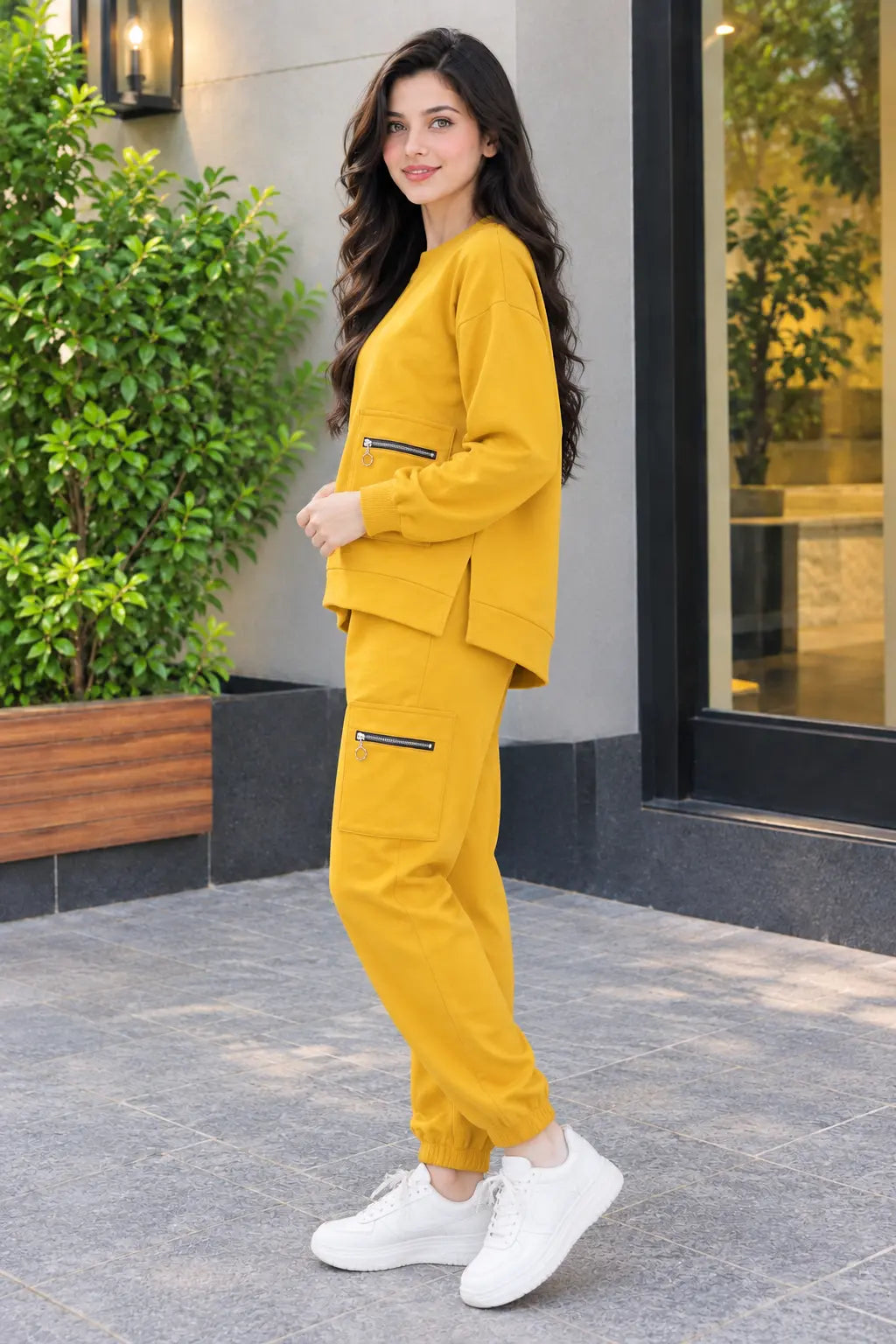 Women’s Premium Fleece Tracksuit - Mustard Brown
