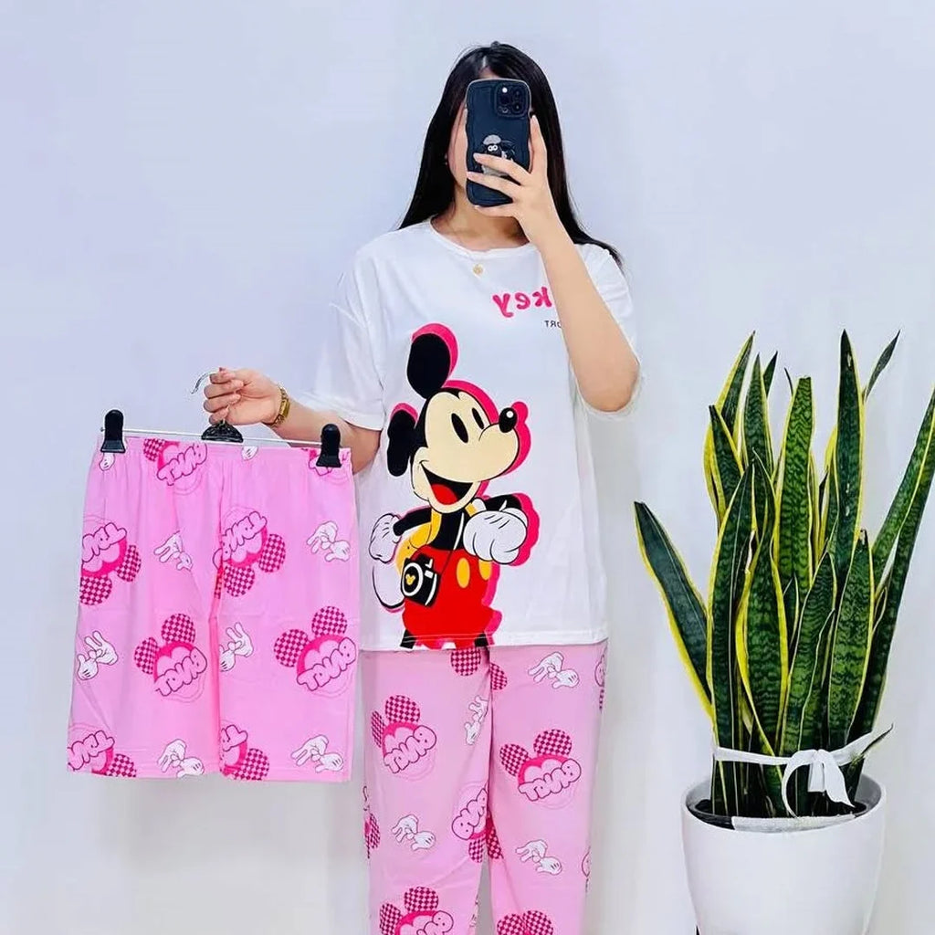 Women's 3 Piece Mickey Baby Nightwear