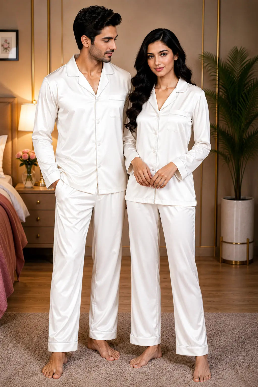 Couple’s Premium Silk 5 Piece Pajama Set